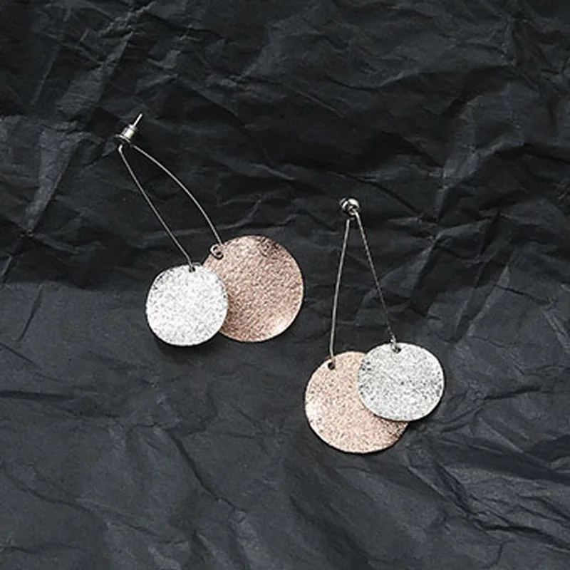 2018 корейские простые двойные Матовые Круглые геометрические длинные висячие