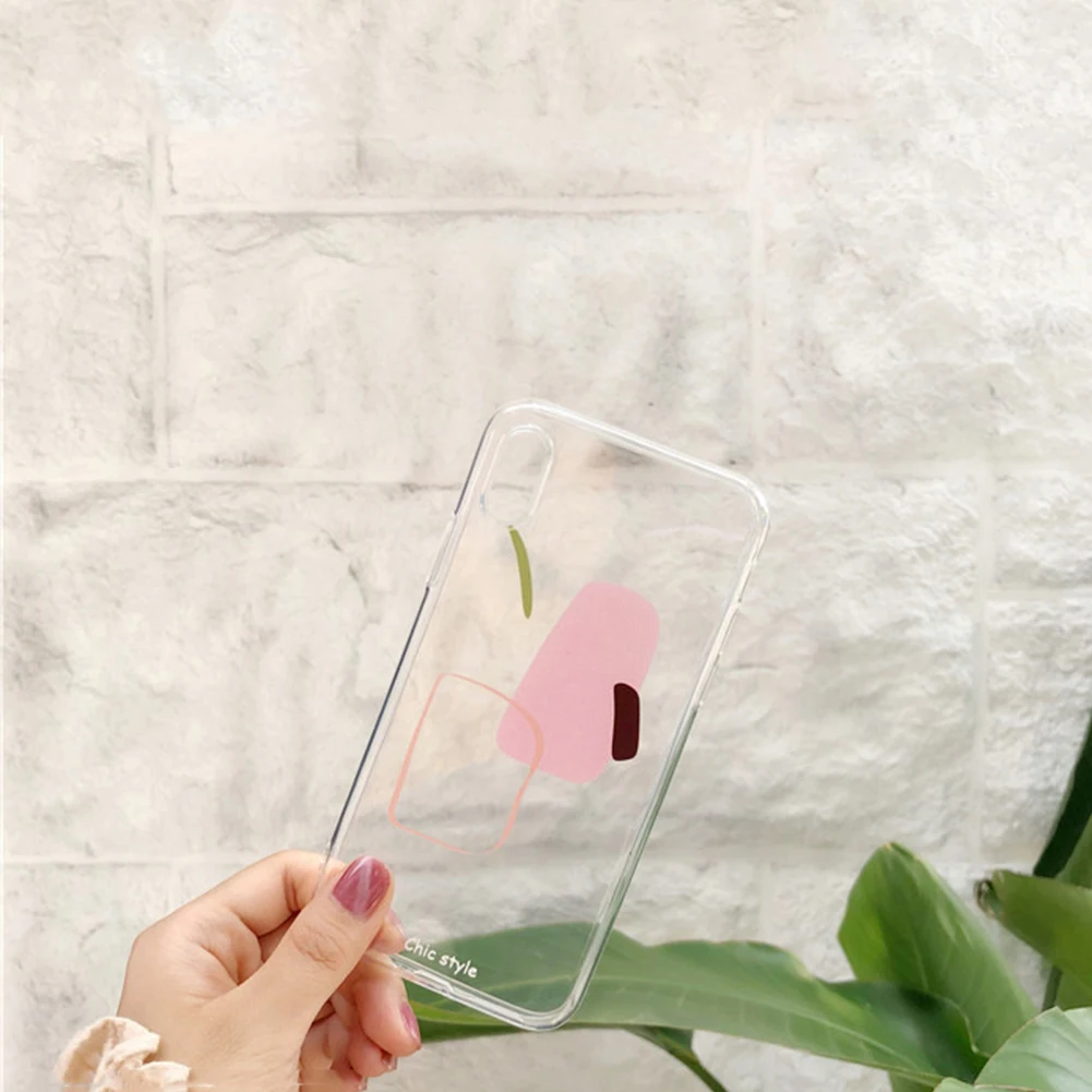 Clear Soft Silicone Phone Case for iPhone X XS MAX XR Shockproof Protective Cover Shell Simple Geometric Painting Pattern Funda |