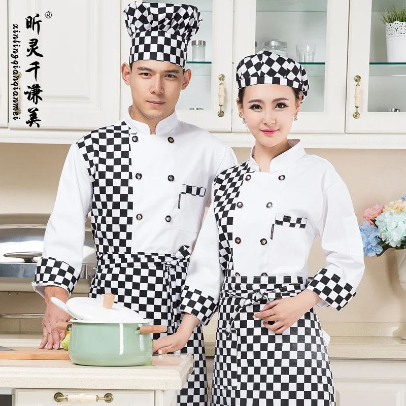 Одежда для шеф повара клетчатый комбинезон с длинными рукавами одежда отеля