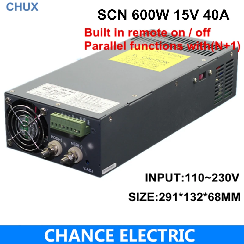 

15v 40a импульсный источник питания SCN 600W 110 ~ 220VAC SCN Одиночный выход для cnc cctv led light (SCN-600W-15V)