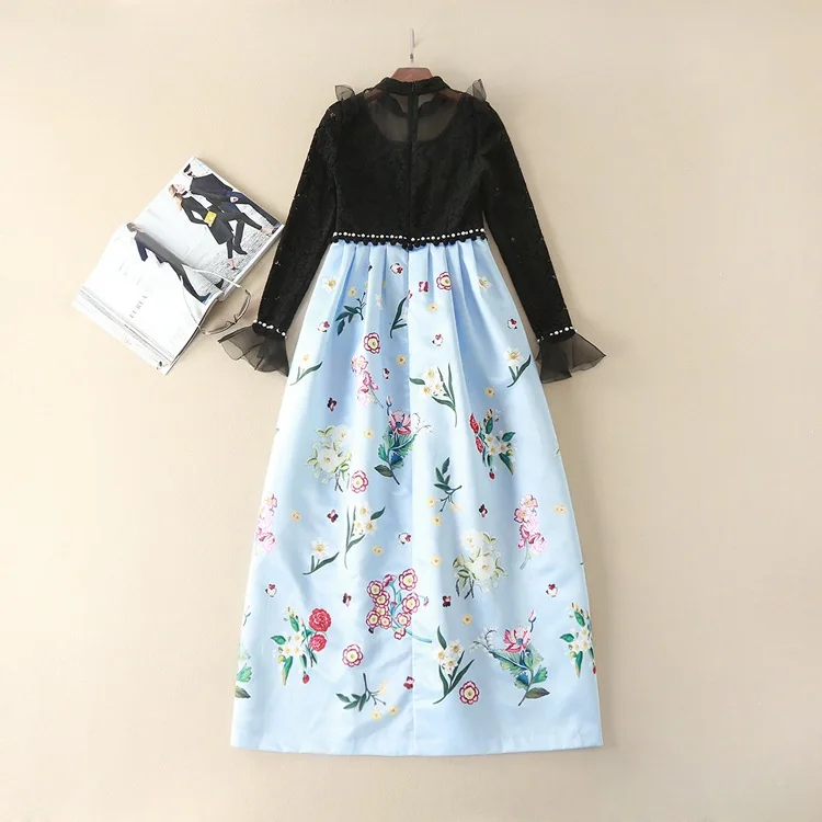 Высокое качество 2017 женщины весна взлетно-посадочной полосы моды Платье