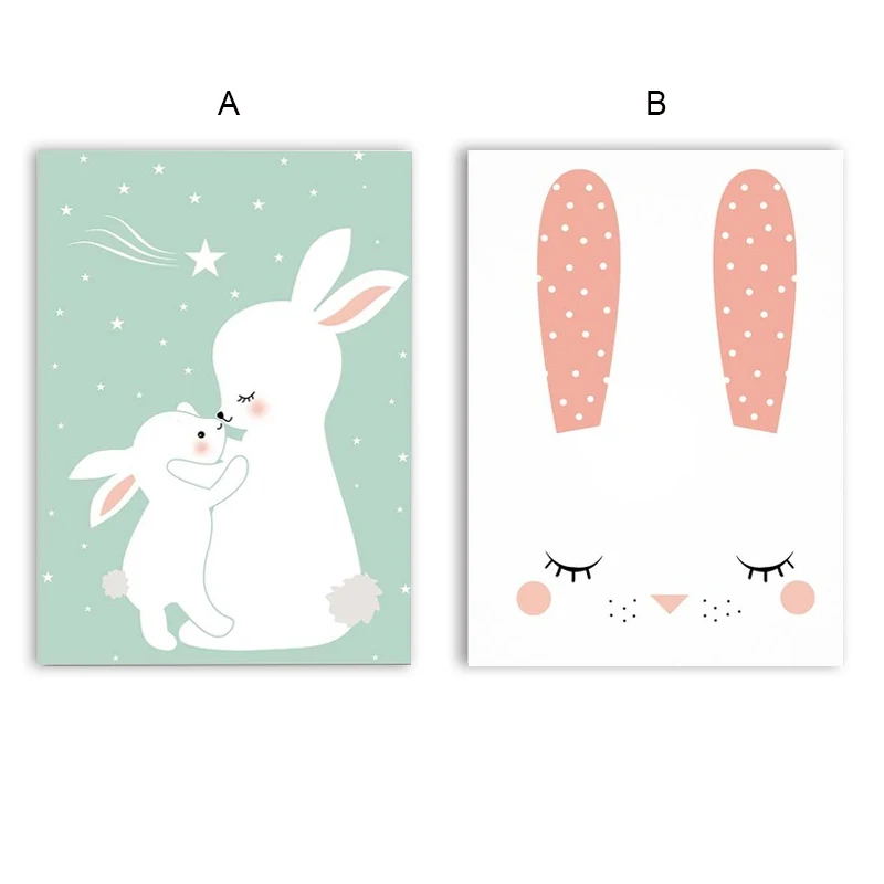 Северный милый детский кролик холст постеры и принты украшение для детской