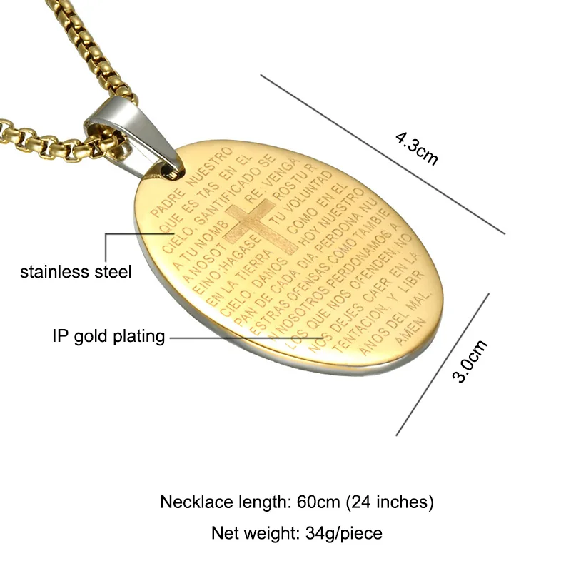 D&ampZ Religious Jesus Oval Bible Cross Necklace Men Stainless Steel Crucifix Scripture Pendants Necklaces For Male | Украшения и