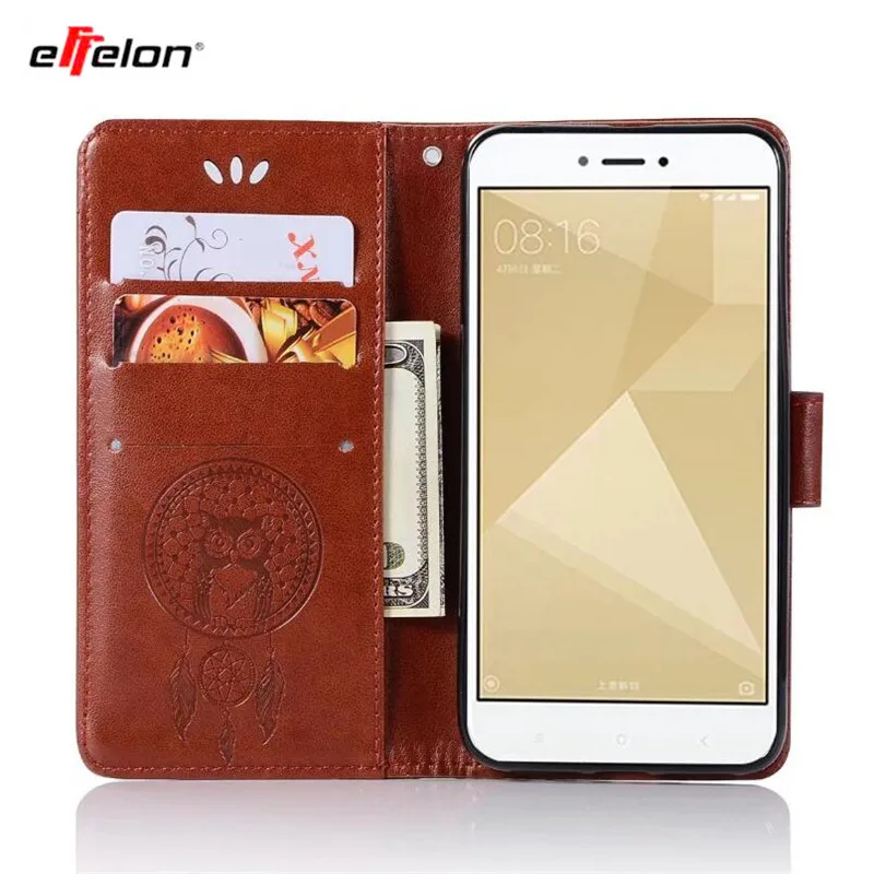 Effelon раскладушка для Xiaomi Hongmi Redmi 4X Ловец снов Сова чехол сотового телефона кошелек