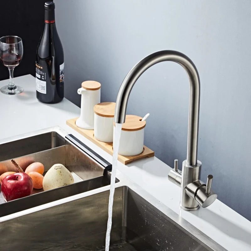 360 Degree Rotation 304 Stainless Steel drinking filtered water kitchen faucet Hot and cold Pure Water Sinks Deck Mounted Mixer