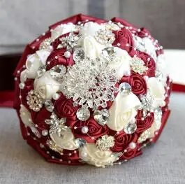 Новое поступление кремовый+ темно-красный искусственный кристалл bridemaid свадебные букеты для свадебного украшения - Цвет: color