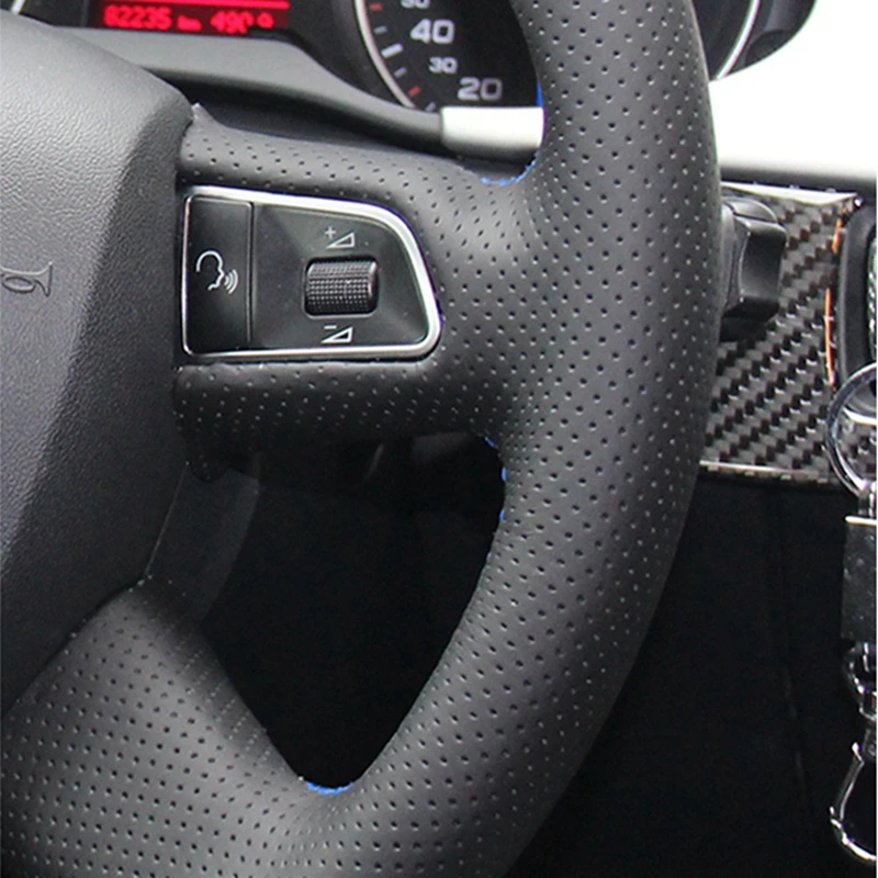 DIY черный искусственная кожа автомобилей Руль Обложка для Audi A3 A4 (B8) A6 (C6) a8 A8 L Q5 Q7 2007