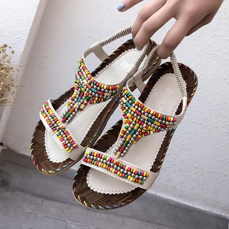 Шикарные женские летние пляжные сандалии в богемном стиле модные резиновые