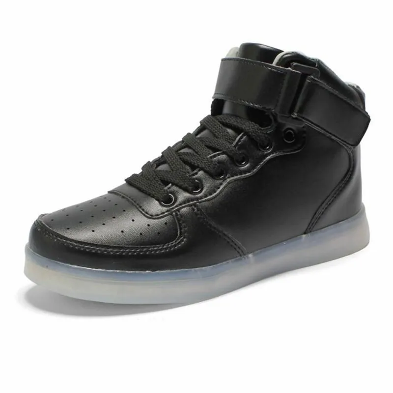 Nice Unisex Led Shoes Luminous Men Fashion high-top Light UP LED Male For Adults Plus Size 27-66 Super Homme | Обувь