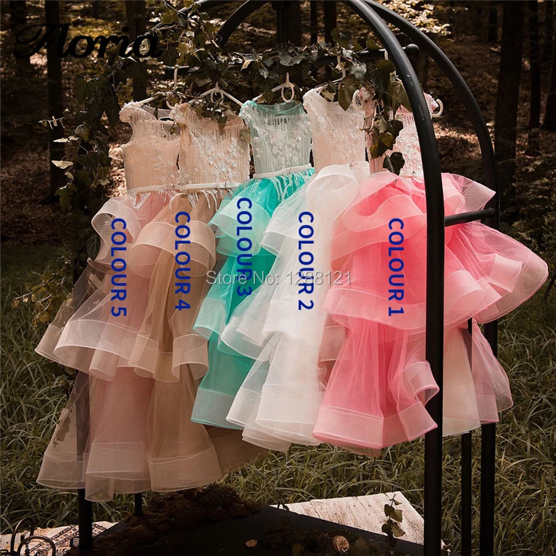 Vestidos/длинное платье для маленьких девочек с бусинами; свадебное фатиновое бальное платье для первого причастия; платье ручной работы с жемчугом и цветочным узором для девочек; - Цвет: number 1-5