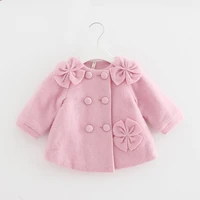 winter baby girls woolen thicken jacket princess christmas new year a line children kids outerwear coats with 3 flowers 0 2y