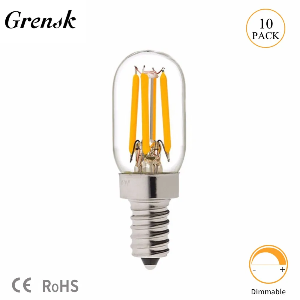 

Grensk T20 Radio Refrigerator Lamp 2W Super Warm 2200K Retro LED Filament Bulb E12 E14 Base Shape 110V 220VAC Dimmable led lamp