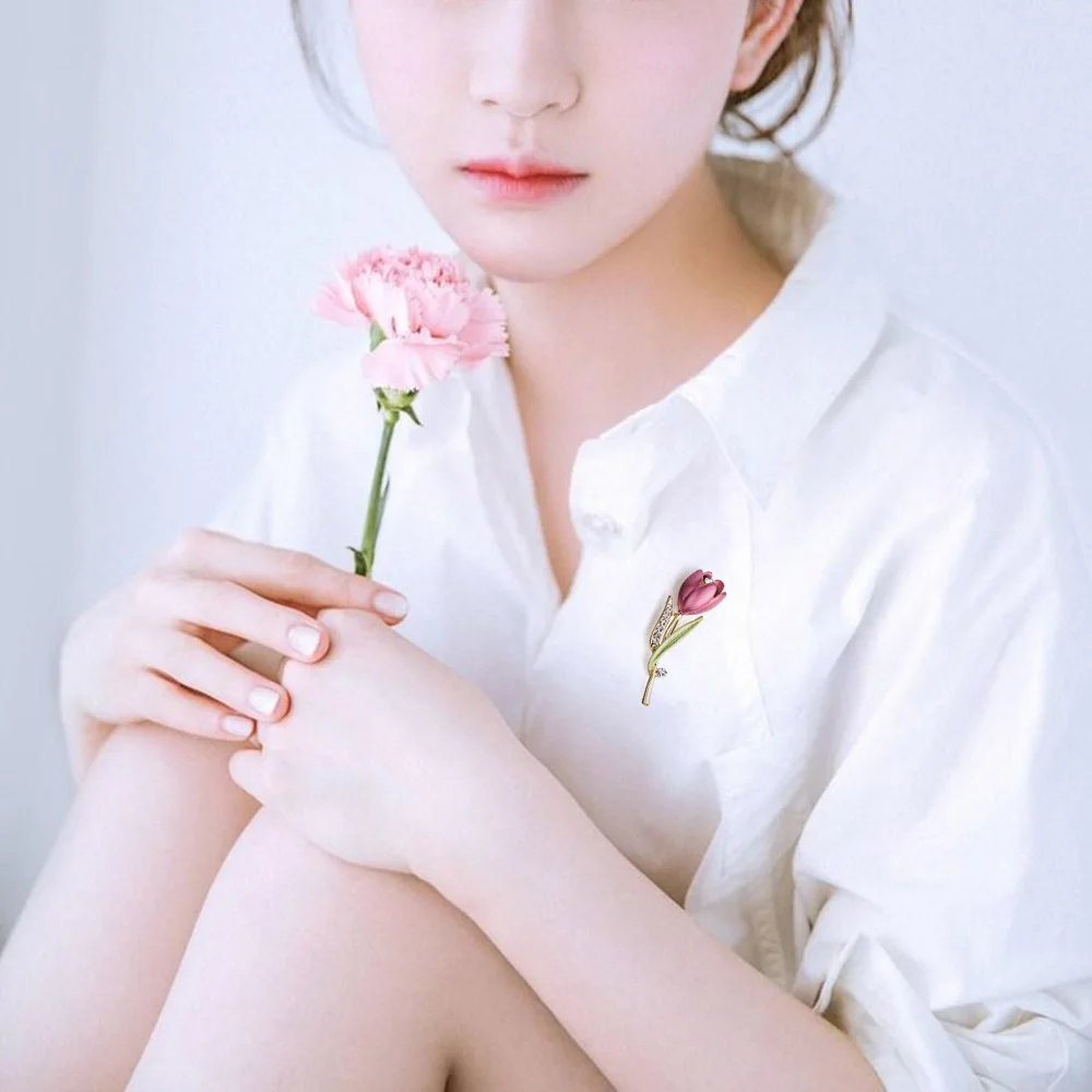 DORMON декоративная брошь в виде цветка тюльпана с кристаллами булавка простой