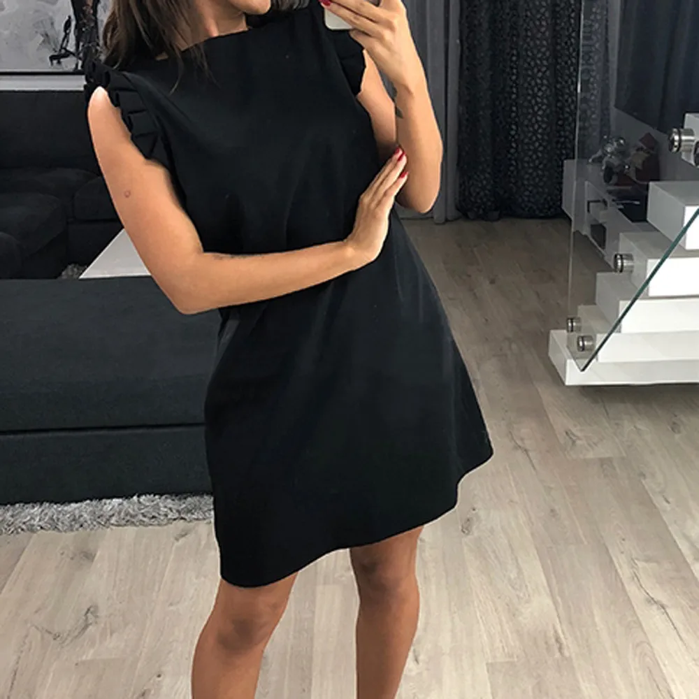 Chamsgend/весенние женские платья для девочек платье без рукавов с оборками