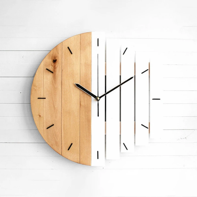 Wooden Wall Clock Modern Design Vintage Rustic Shabby Quiet Art Watch Home Decoration | Дом и сад