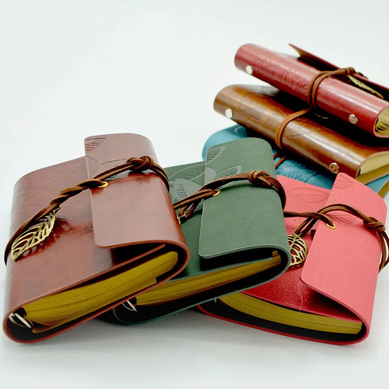 Винтажный кожаный блокнот в форме листа 1 шт.|escolar papelaria|travel journalnotebook diary |