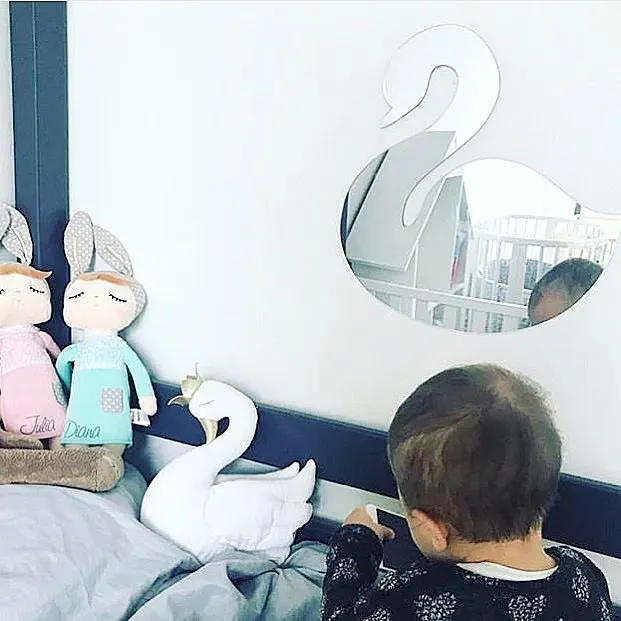 Ins Новый Кролик Корона Лебедь детская комната украшение стены Акриловые Mirro