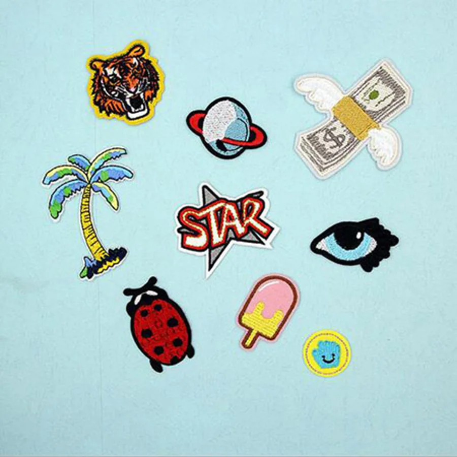 1X ткань с вышивкой деньги наклейки для одежды сумка Приклеивание утюгом