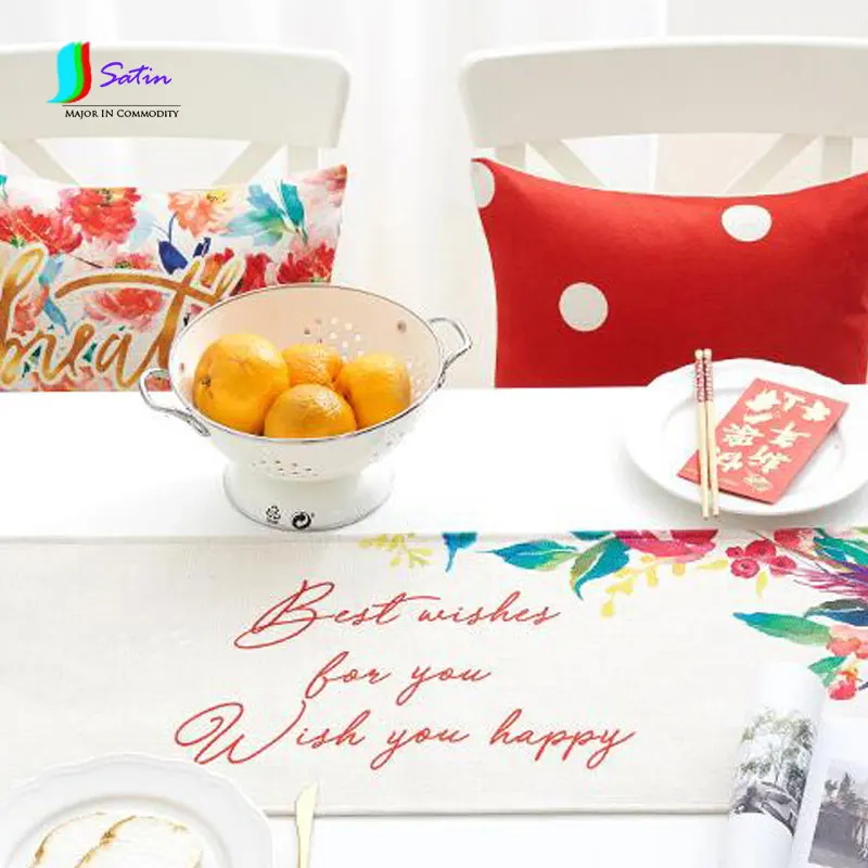 New Year Red Praying Festive Gold Cotton Linen Tablecloth TV Coffee Cover Towel Bed Flag Table S236P | Дом и сад