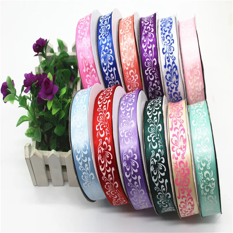 2.5cmx50Yard Blue And White Porcelain Printing Ribbon Fabric Wedding Party Supplie Handmade Satin Belt Hair Accessories | Дом и сад