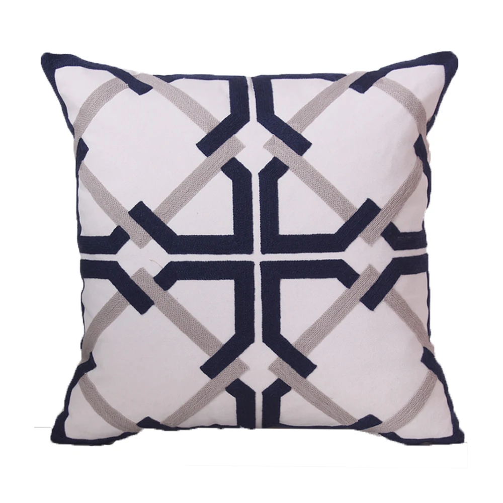 

Essie Home Embroidery Blue Geometric Pattern Modern Pattern Cushion Cover Pillow Case Throw Modern Home Decor Pillow