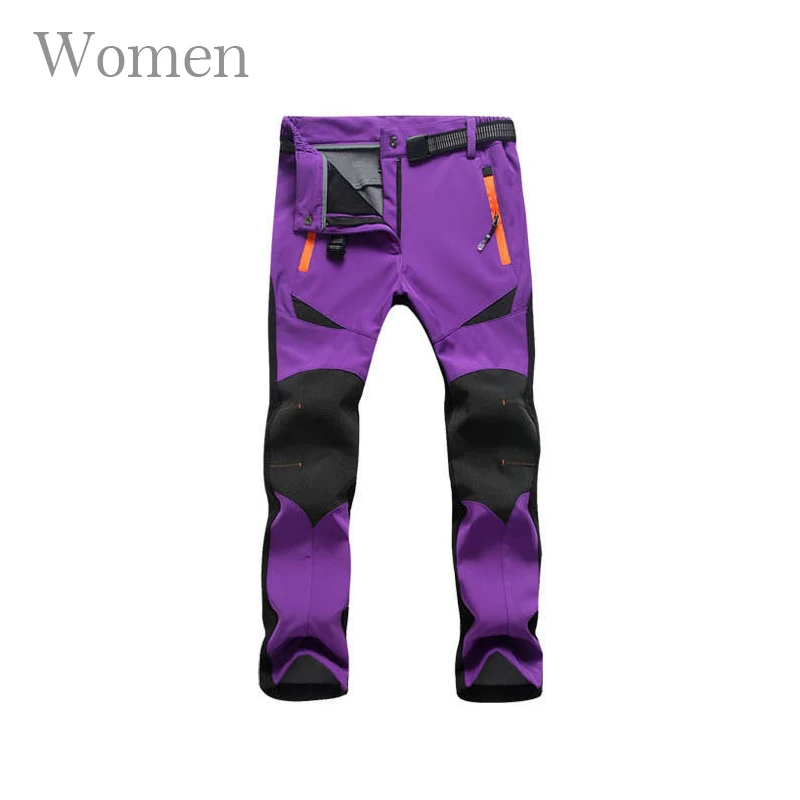 Women Purple Pants TWTOPSE, зимние водонепроницаемые велосипедные штаны для мужчин и женщин, термальные спортивные брюки для горного велосипеда, велосипедные штаны, ветрозащитные теплые флисовые штаны - Цвет: Women Purple Pants