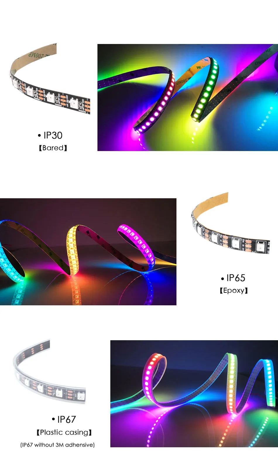 DC 5V WS2812B Светодиодные ленты RGB 50 см, 1 м, 2 м, 3M 4M 5M умный прибор приемно-пикселей чёрно-белые печатные платы WS2812 IC 30/60/144 светодиодный s 17Key бар