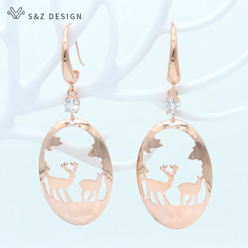 Серьги подвески S & Z большие металлические корейские модные серьги с узором в
