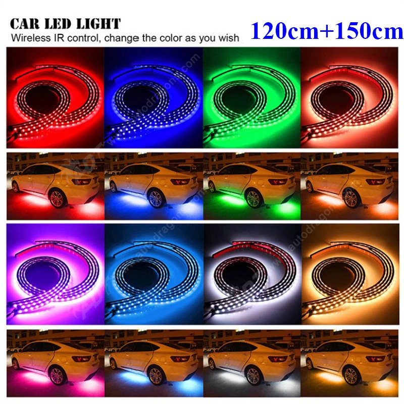 4 шт. автомобильные гибкие светодиодные ленты 120 см + 150 см|lamp auto|car neon lightneon car lighting |