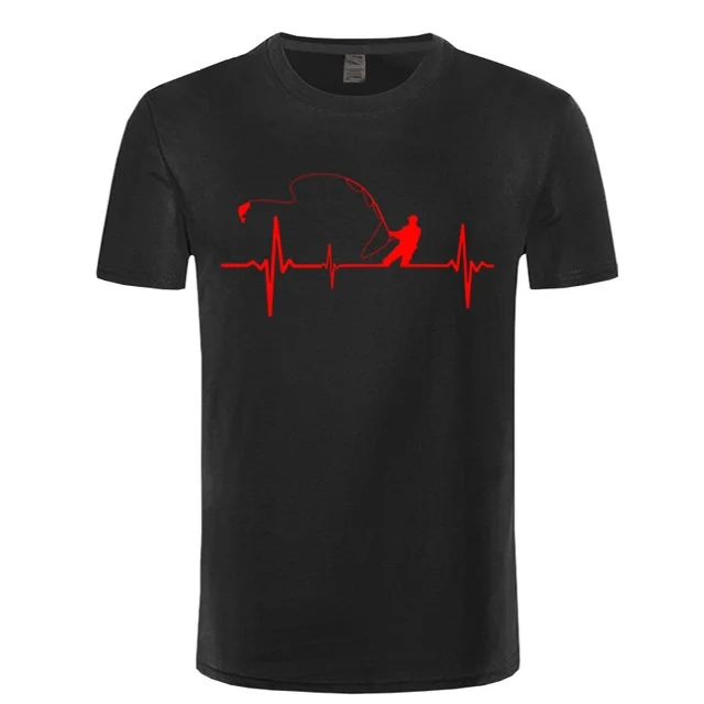 Birthday Gifts For Dad Him Father Fishinger Heartbeat Funny T Shirt Fish Accessories Present Custom T-Shirt Men Fisherman | Мужская