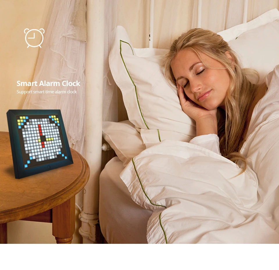 Divoom Pixoo Pixel Art Bluetooth беспроводной светодиодный цифровой панельные часы сигнализация костюм для Android и IOS система управления СВЕТОДИОДНЫЙ с помощью приложения DIY