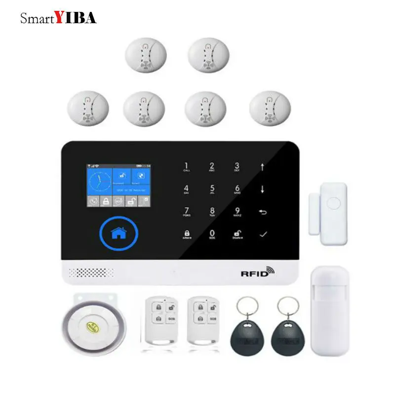 

Система сигнализации SmartYIBA с Wi-Fi и GSM, беспроводная противопожарная сигнализация для дома, с голосовыми подсказками и RFID-защитой