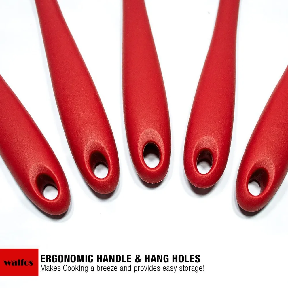 WALFOS 5 шт. силиконовая ложка шпатель для смешивания с прорезями ковш кухонный