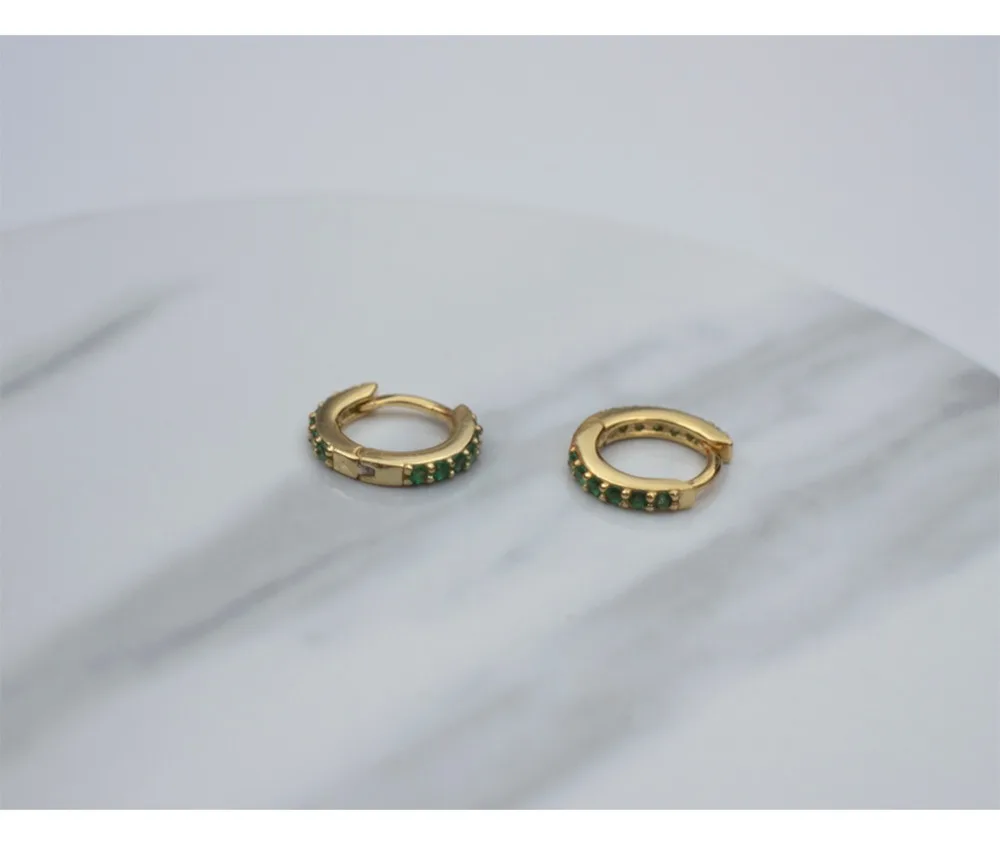 925 sterling silver earring fashion personality zircon black green ear ring ear bone buckle wild simple trend female ear jewelry