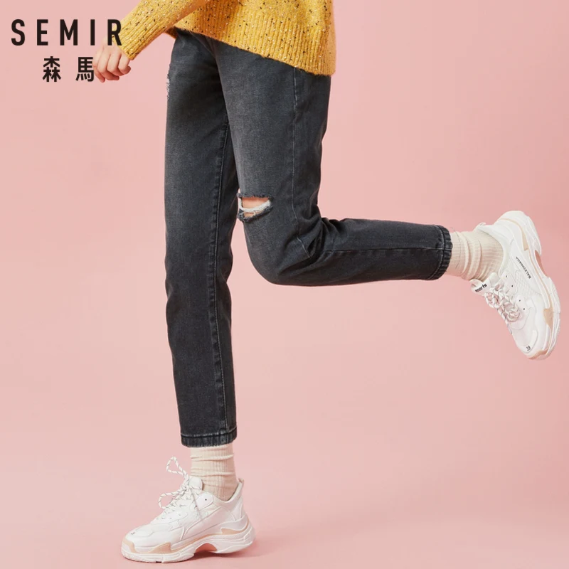SEMIR Для женщин 100% хлопковые укороченные джинсы с эффектом потертости