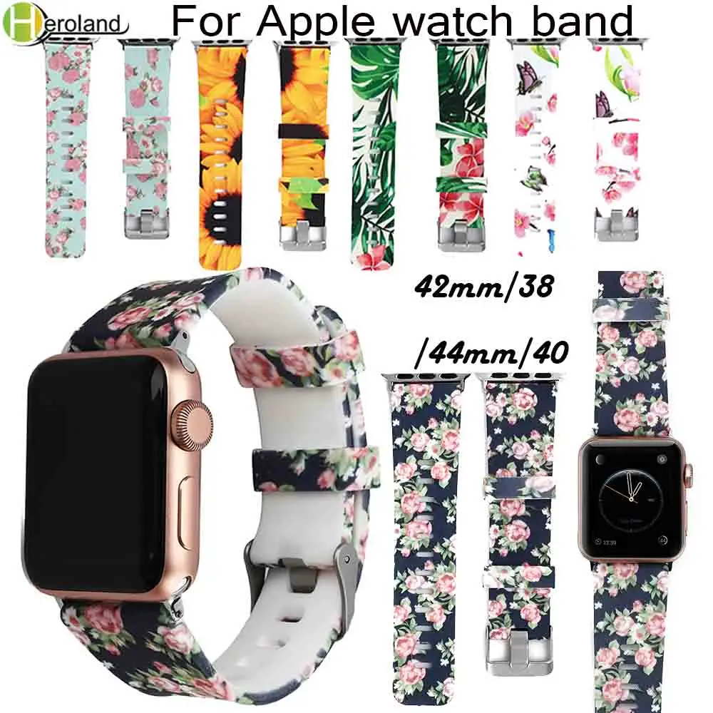 Ремешок спортивный из натурального силикона для Apple watch 3 2 1 4 Iwatch band 42 мм 38 44 40