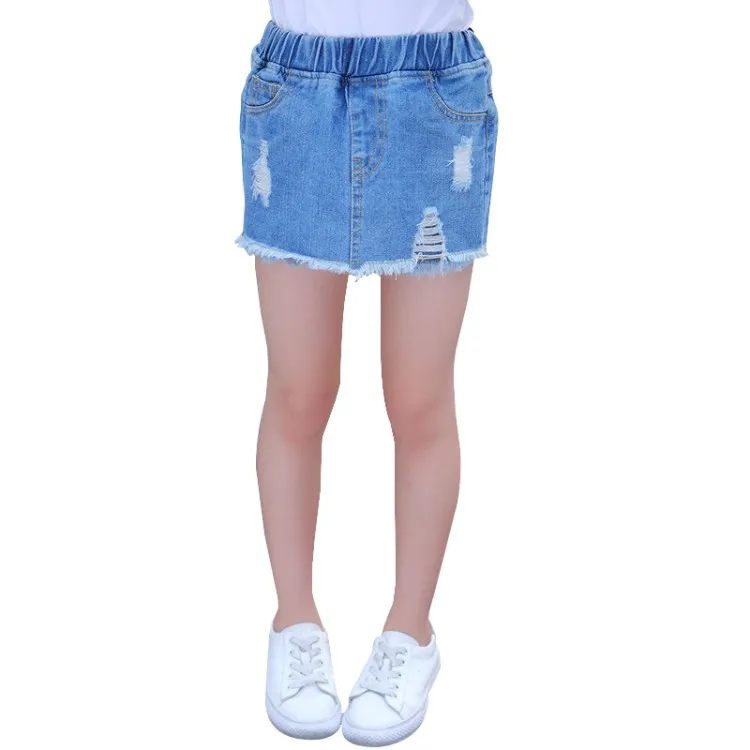 Детская джинсовая юбка для девочек брюки из денима летняя с эластичной резинкой