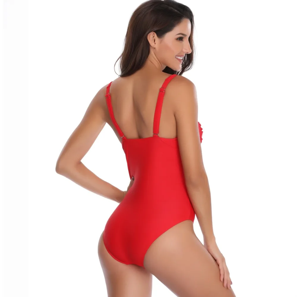 2018 Новое поступление Одна деталь купальник Для женщин Винтаж одноцветное Цвет