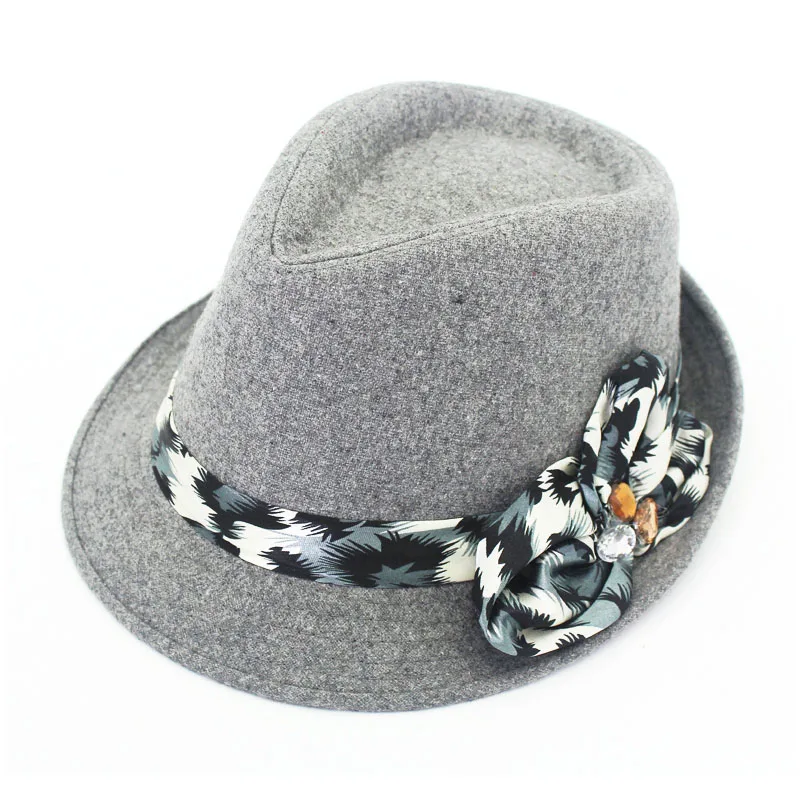 light grey Фламенко цветок кепка осень и зима три цветка модная дамская Кепка популярная джазовая маленькая шляпа - Цвет: light grey