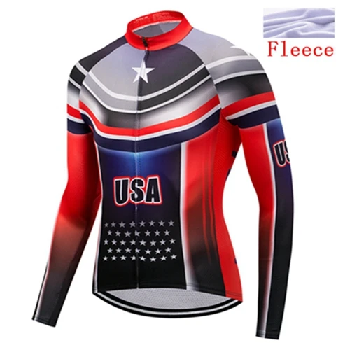 Weimostar Team Ropa ciclismo, Мужская велосипедная Джерси, США, с длинным рукавом, Осень-зима, флисовая одежда для велосипеда, рубашки для Mtb велосипеда, Джерси - Цвет: CC6344-FJ Fleece