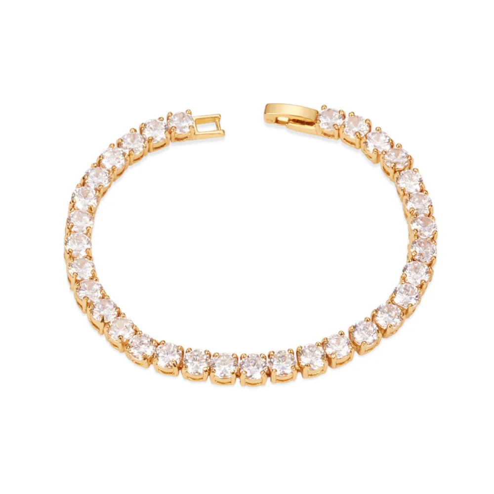 Простая Мода AAA циркон 24K Теннисный браслет для женщин Pulseira классические