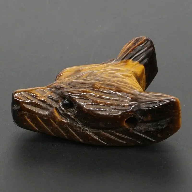 Подвеска в виде волчьей головы натуральный камень драгоценный желтый тигровый