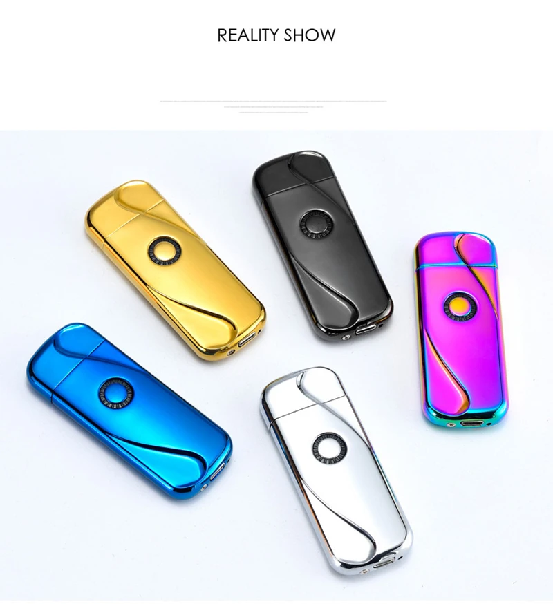 Мини-металлические электрические USB зажигалки импульсная тонкая сигарета Электронная зажигалка бездымный перезаряжаемая катушка ветрозащитная зажигалка