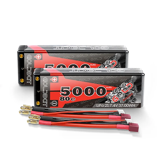 Deans Plug 2 единицы GOLDBAT 7,4 V lipo батарея 5000mAh RC Car 80C батарея lipo 2S Lipo перезаряжаемая с штекером Deans для RC автомобиля лодки грузовика Roar - Цвет: Deans Plug