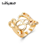 longway gold color ring for women elegant simple hollow out flower rose lotus finger rings party wedding accessories sri150034