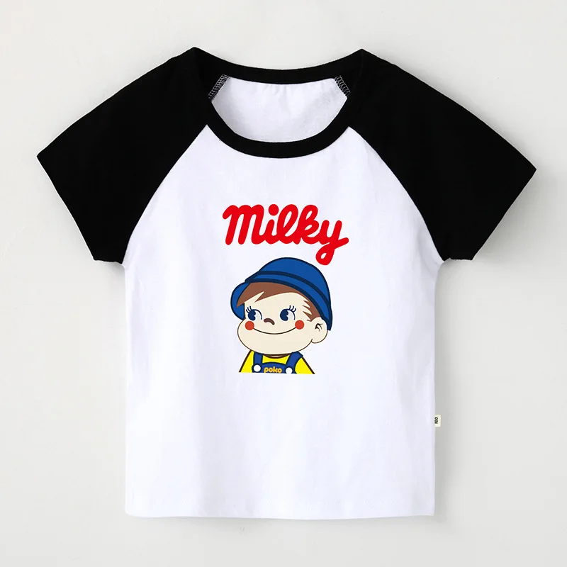 2019 летняя футболка для девочек и мальчиков с принтом из мультфильма молочного