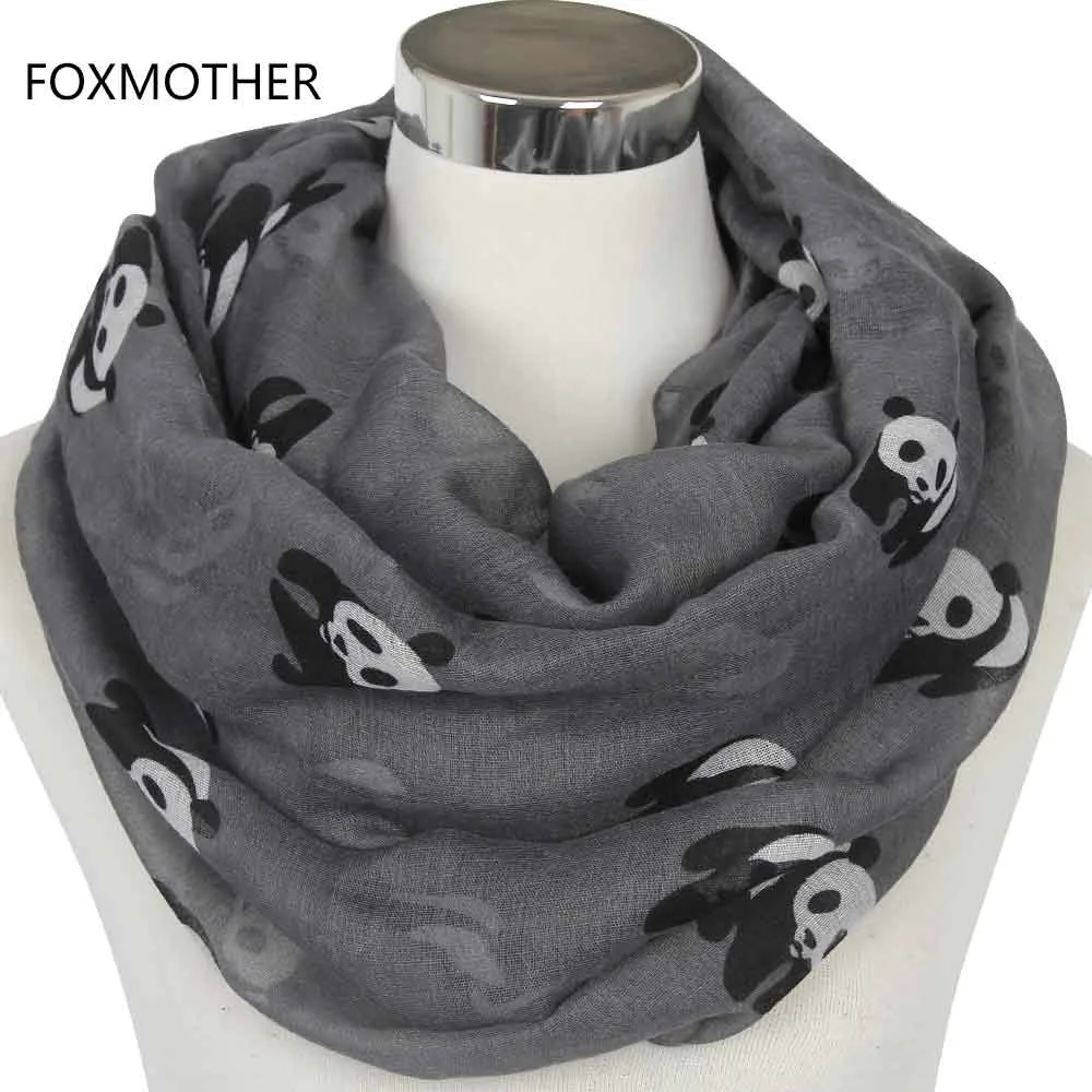 FOXMOTHER модный серый синий панда животное Бесконечность шарф шарфы для женщин/Дамы подарки