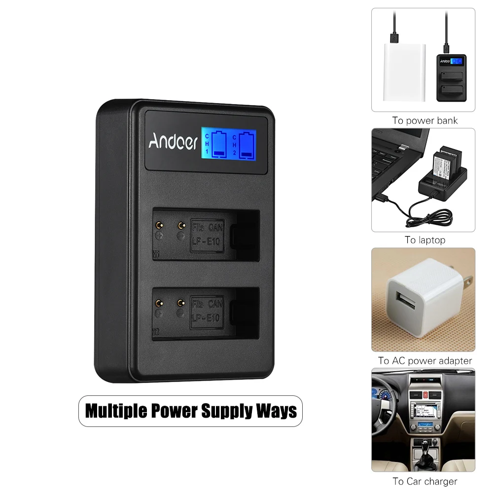 Компактное Двухканальное зарядное устройство Andoer для аккумулятора ЖК камеры Sony