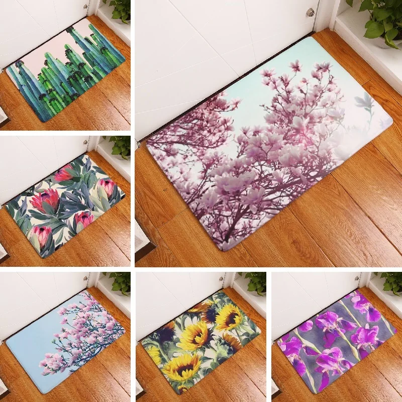 Коврик для ванной с цветочным принтом 50x80 см коврик туалета впитывающий душ