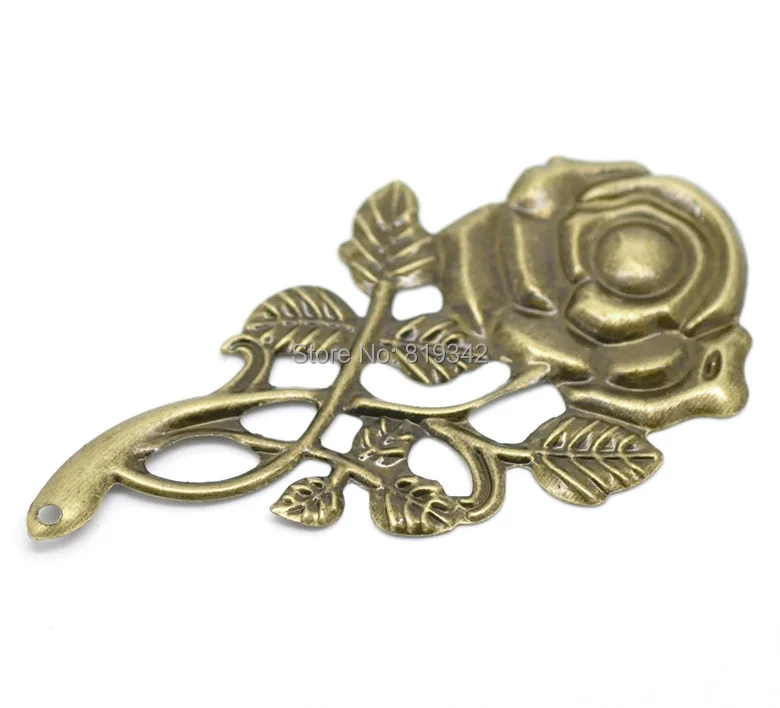 

Free shipping-20Pcs Antique Bronze Filigree Rose Flower Connectors Embellishment Gift Decoration DIY Findings 7.7x4.2cm J0620